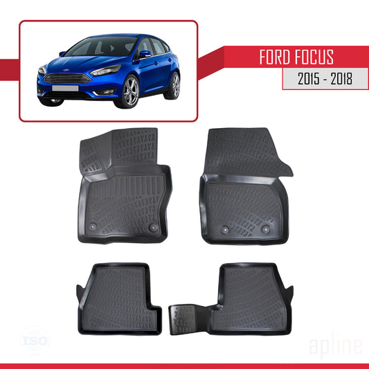 Compatible with Ford Focus 3 (C346) Post-Facelift 2015-2018 4D Car mats Black