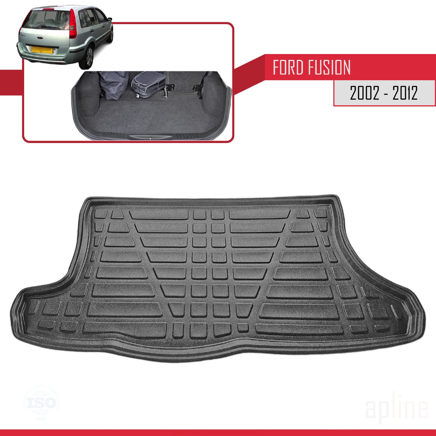Tapis de Coffre pour Ford Fusion 2003-2015 Flexible NOIR