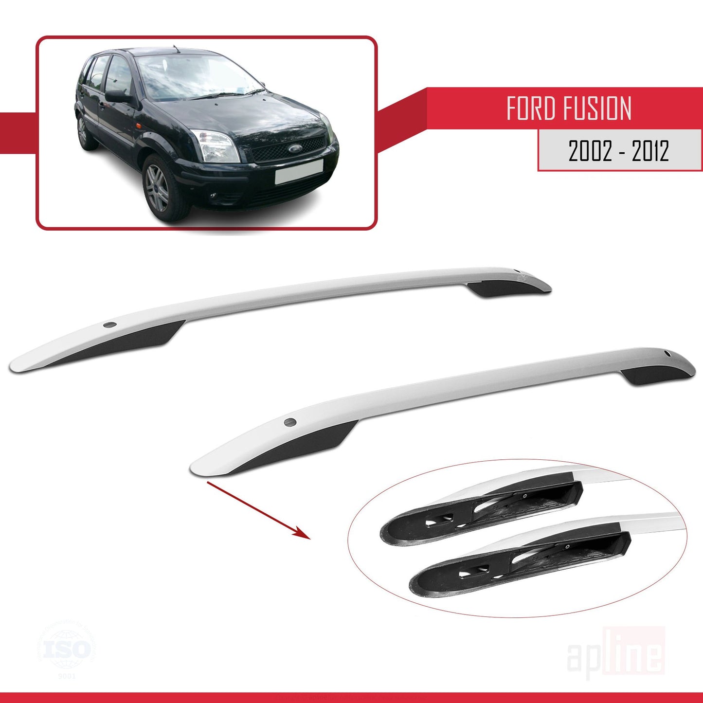 Compatible avec Ford Fusion 2002-2012 (Empattement Court L1/H1) Rails de Toit Porte-bagages sur le Toit (Modèle Adhésif) Gris