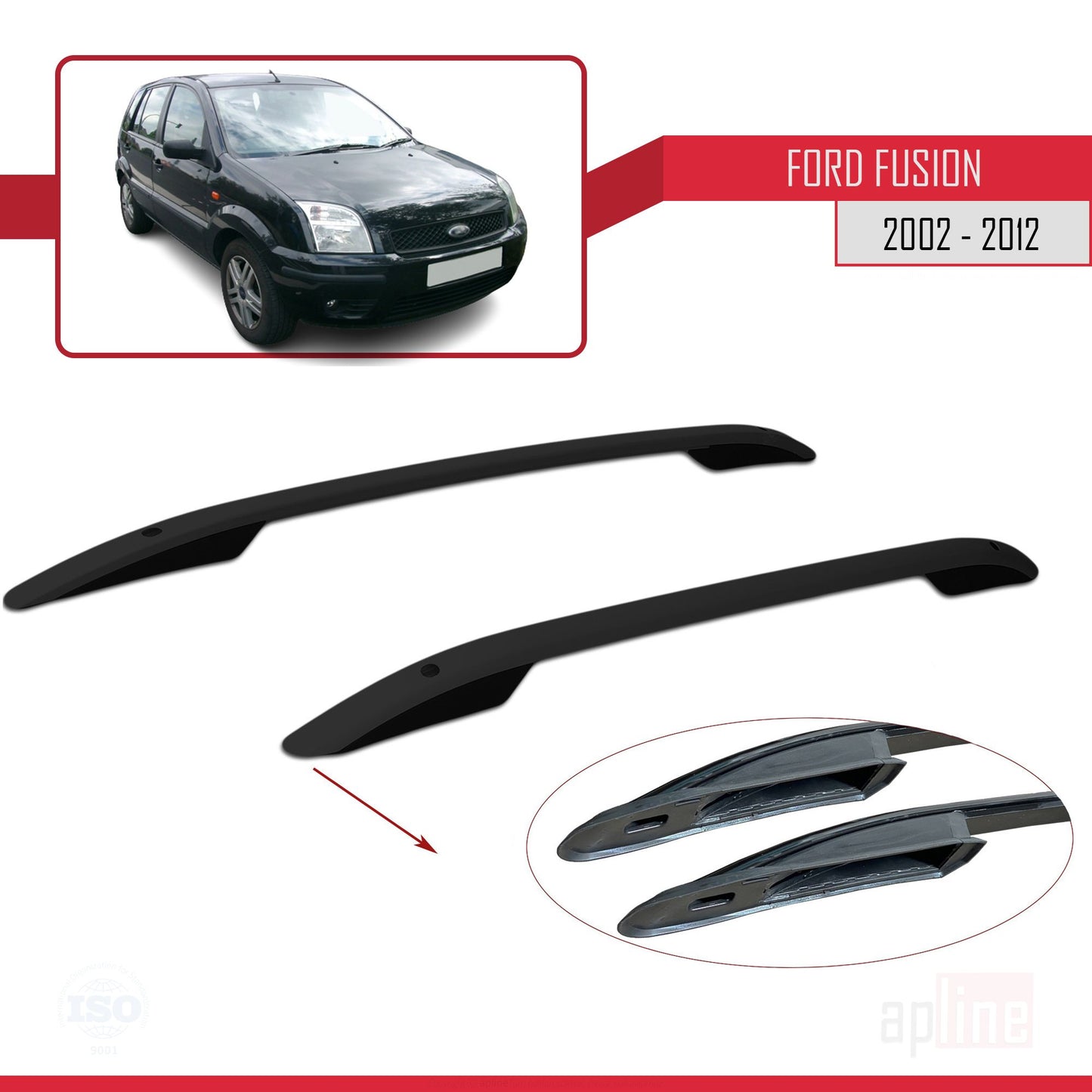 Compatible avec Ford Fusion 2002-2012 (Empattement Court L1/H1) Rails de Toit Porte-bagages sur le Toit (Modèle Adhésif) Noir