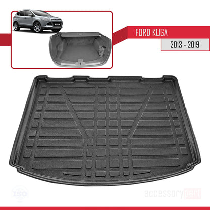 Compatible with Ford Kuga 2 (C520) 2013-2019 Flexible Trunk Mats Cargo Liner Black