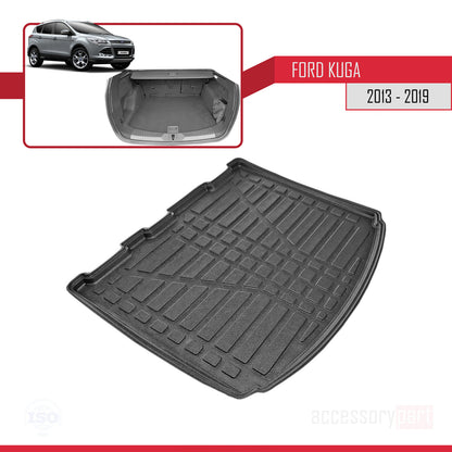Compatible with Ford Kuga 2 (C520) 2013-2019 Flexible Trunk Mats Cargo Liner Black