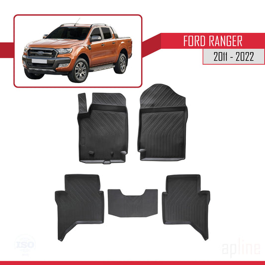 Compatible with Ford Ranger (P375) 2011-2022 4D Car mats Black
