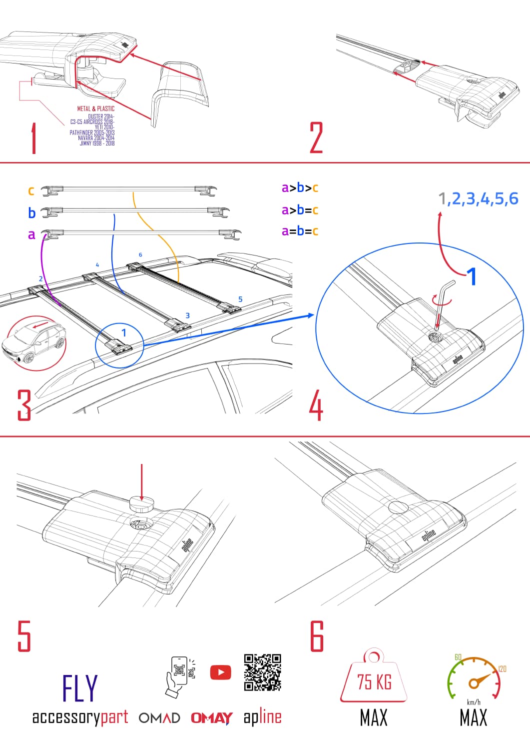 Compatible with Toyota Proace City Verso 2019-2022 FLY Model Car Roof Rack Cross Bar Grey Aluminium 3 Bars