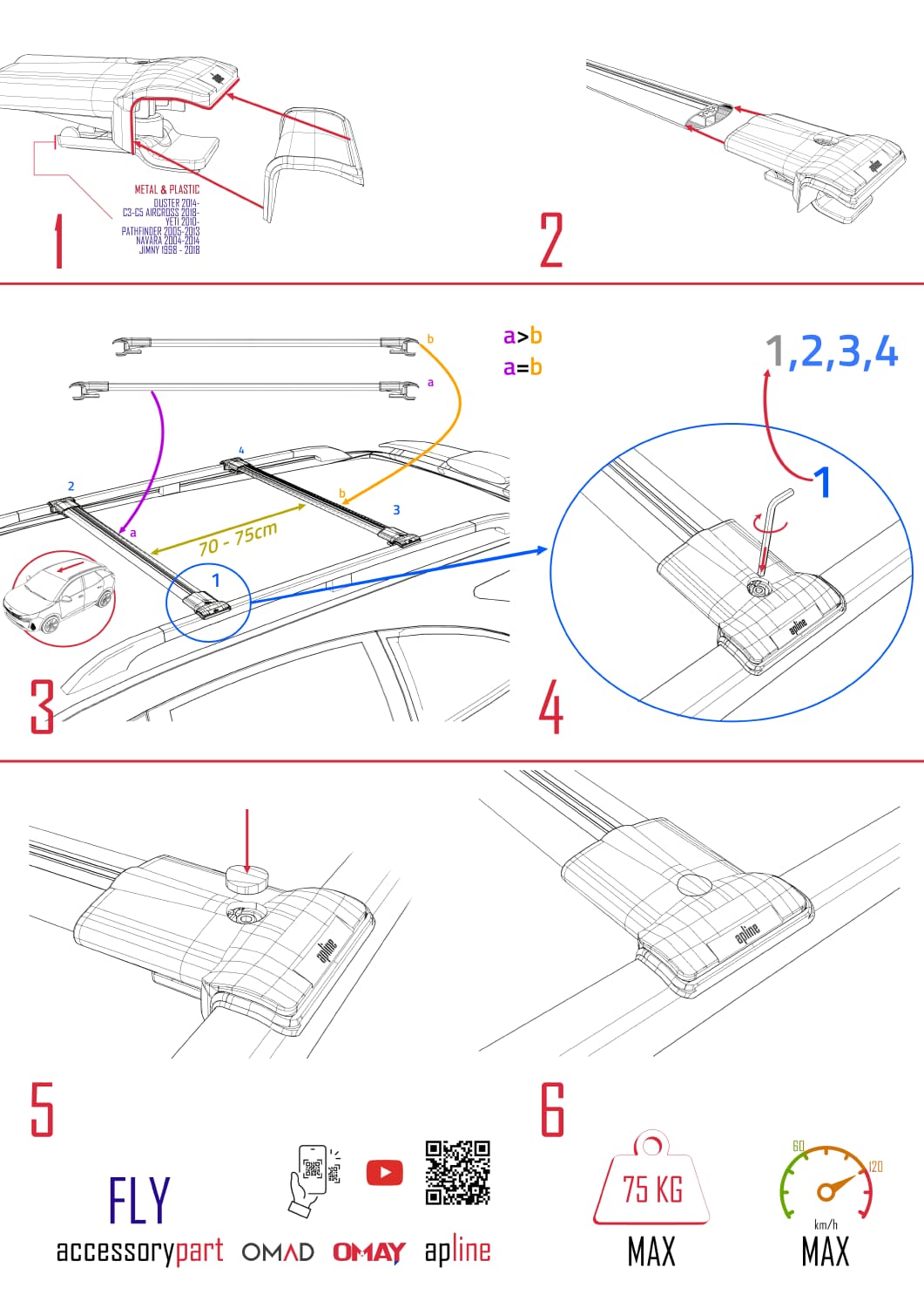 Compatible with Seat Alhambra 2 (7N) 2010-2020 FLY Model Car Roof Rack Cross Bar Grey Aluminium 2 Bars