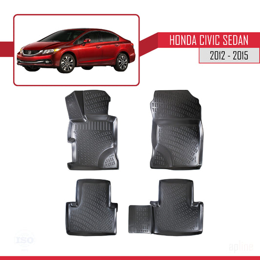 Compatible with Honda Civic 9 (FB) Sedan 2012-2015 4D Car mats Black
