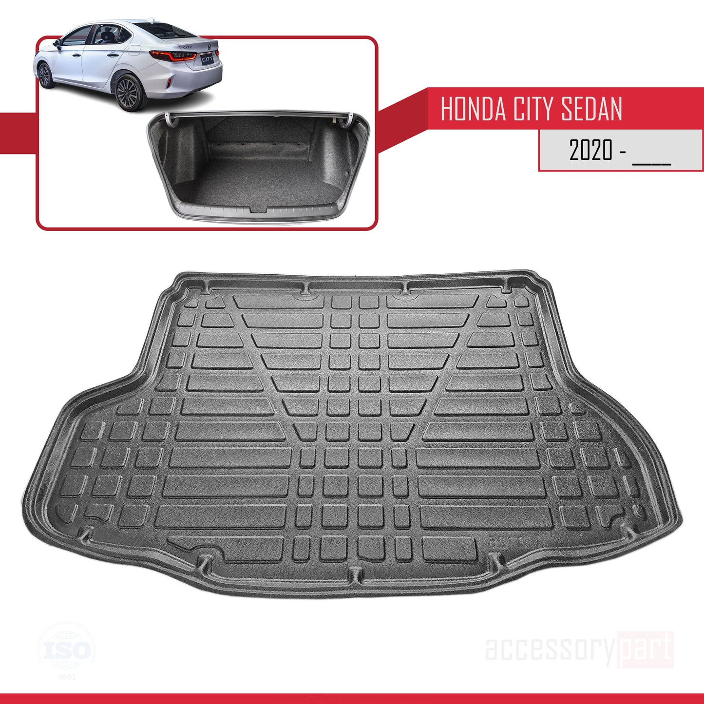 Trunk Mats for Honda City 2023-2023 Flexible Cargo Liner BLACK