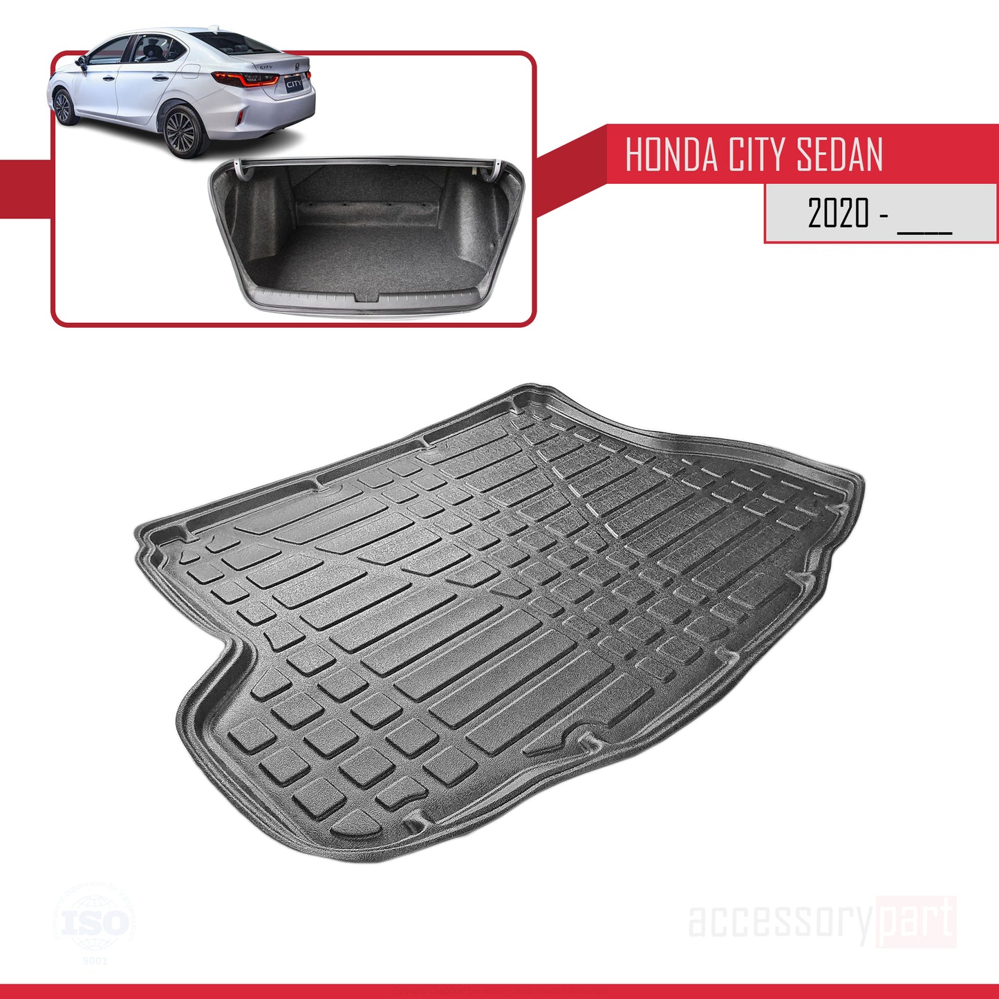 Trunk Mats for Honda City 2023-2023 Flexible Cargo Liner BLACK