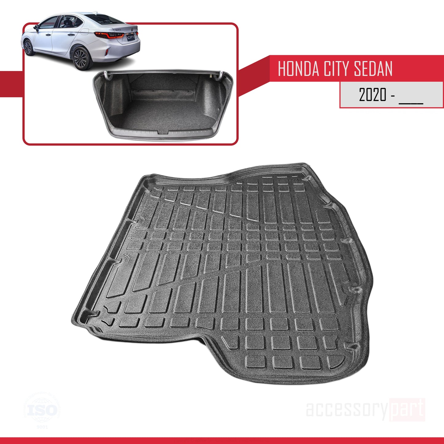 Trunk Mats for Honda City 2023-2023 Flexible Cargo Liner BLACK