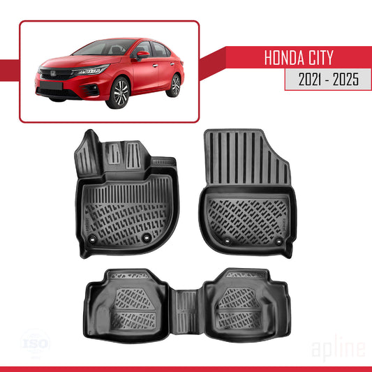 Compatible with Honda City 2021-2025 4D Car mats Black