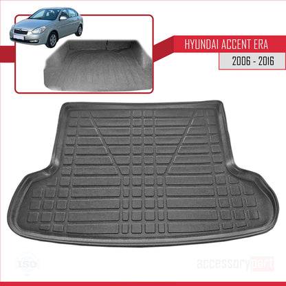 Trunk Mats for Hyundai Accent Era 2006-2016 Flexible Cargo Liner BLACK