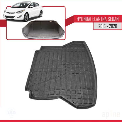Compatible with Hyundai Elentra 6 2016-2020 Flexible Trunk Mats Cargo Liner Black
