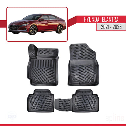 Compatible avec Hyundai Elantra 7 2021-2025 4D Tapis de Voiture Noir