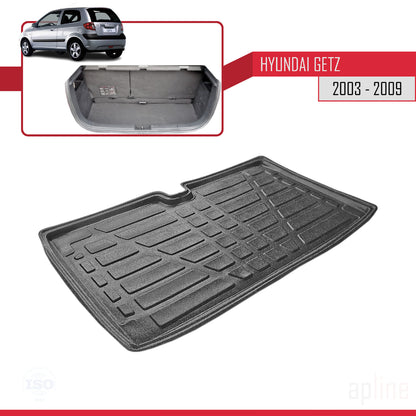 Compatible with Hyundai Getz 2003-2009 Flexible Trunk Mats Cargo Liner Black