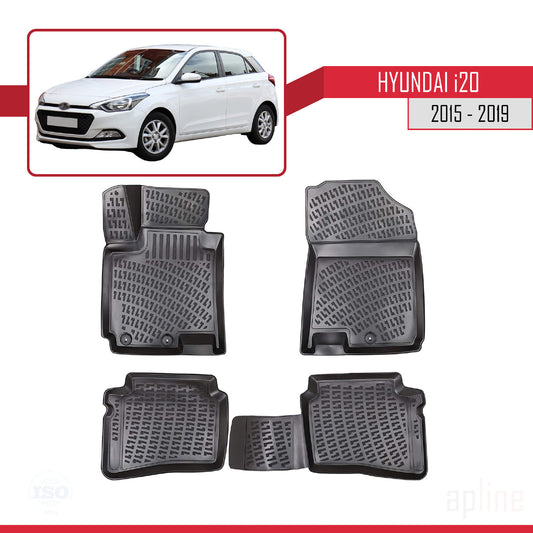 Compatible with Hyundai i20 II (GB) 2015-2019 4D Car mats Black