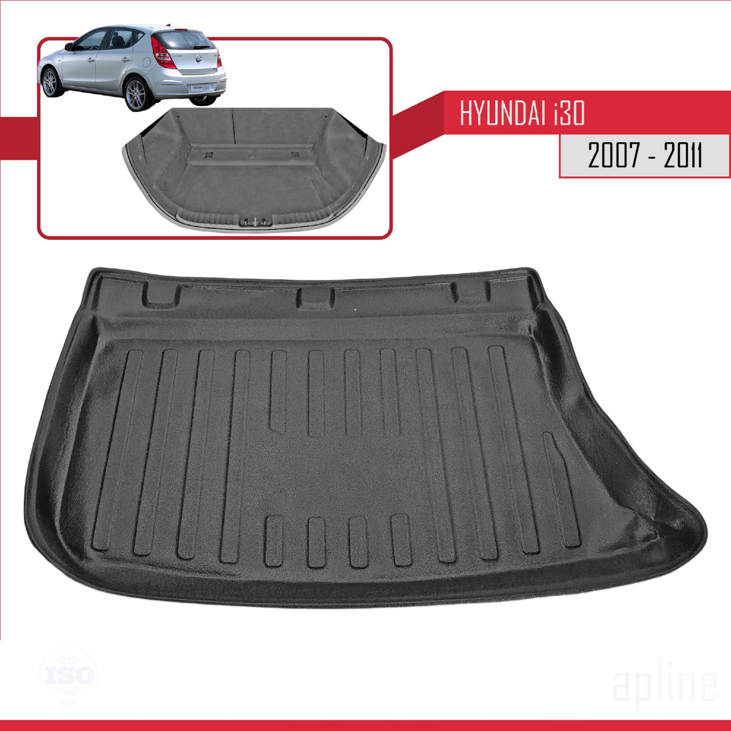Compatible with Hyundai i30 (FD) HB 2007-2011 Flexible Trunk Mats Cargo Liner Black