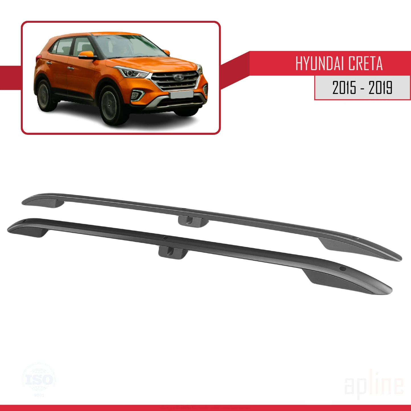 Compatible avec Hyundai Creta 2015-2019 (Empattement Court L1/H1) Rails de Toit Porte-bagages sur le Toit (Modèle Adhésif) Noir