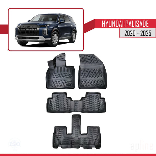 Compatible with Hyundai Palisade (7 Koltuk) 2020-2025 4D Car mats Black
