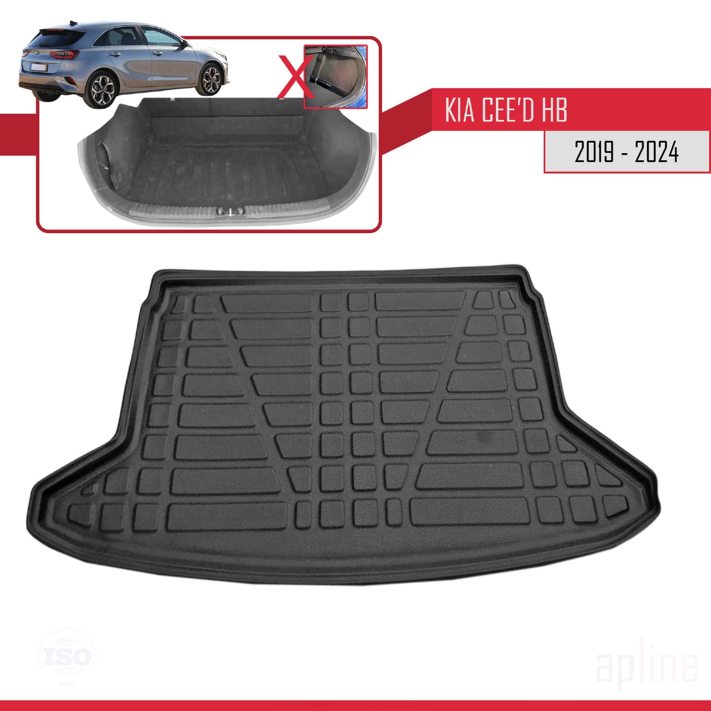 Trunk Mats for Kia Ceed HB 2019-2022 Flexible Cargo Liner BLACK
