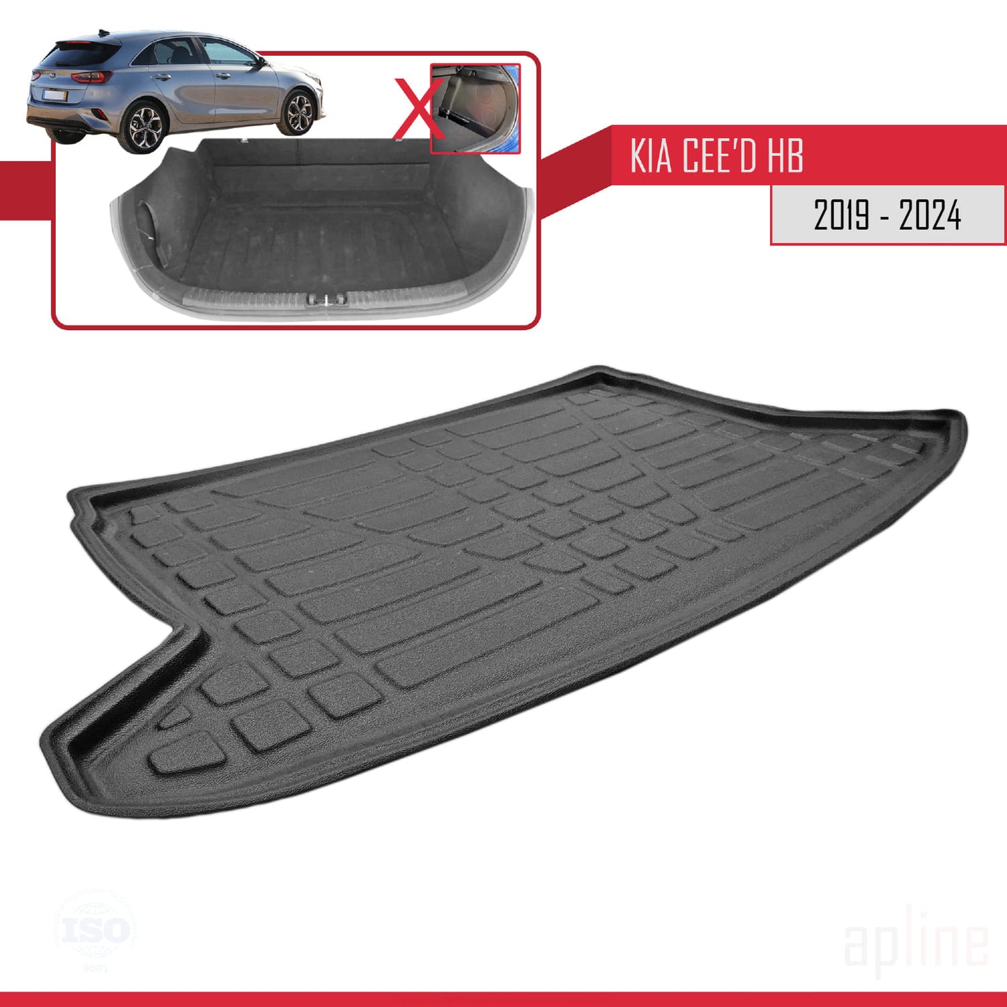 Trunk Mats for Kia Ceed HB 2019-2022 Flexible Cargo Liner BLACK