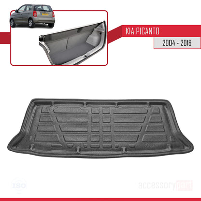 Compatible with Kia Picanto (SA) 2004-2016 Flexible Trunk Mats Cargo Liner Black