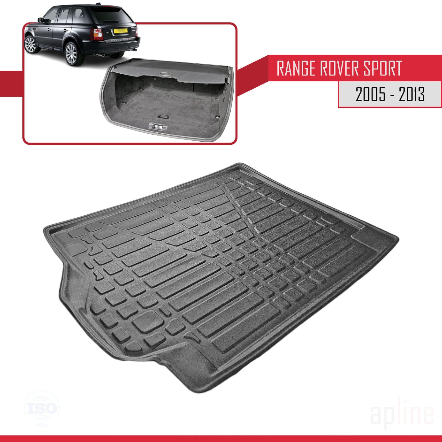 Compatible avec Land Rover Range Rover Sport (L320) 2005-2013 Flexible Tapis de Coffre Plancher de Chargement Noir