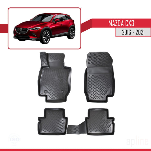 Compatible with Mazda CX-3 (DK) 2016-2021 4D Car mats Black
