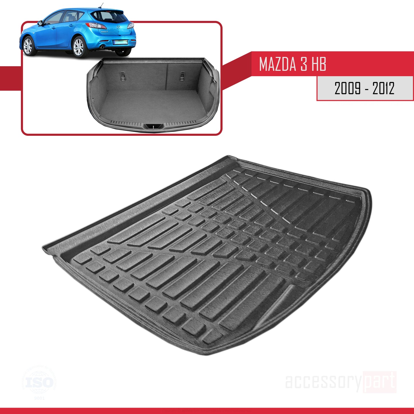 Tapis de Coffre pour Mazda Mazda 3 Hayon 2009-2012 NOIR