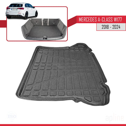 Trunk Mats for Mercedes A Class (W177) HB 2018-2024 Cargo Liner BLACK