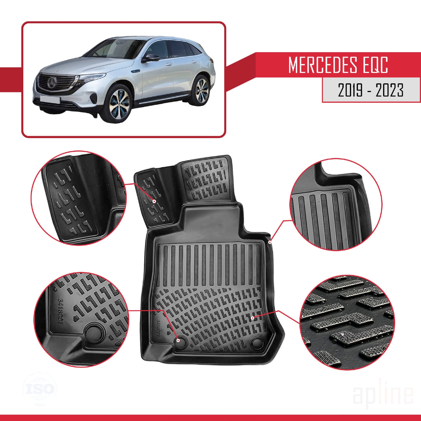 Compatible with Mercedes EQC (N293) 2019-2023 4D Car mats Black