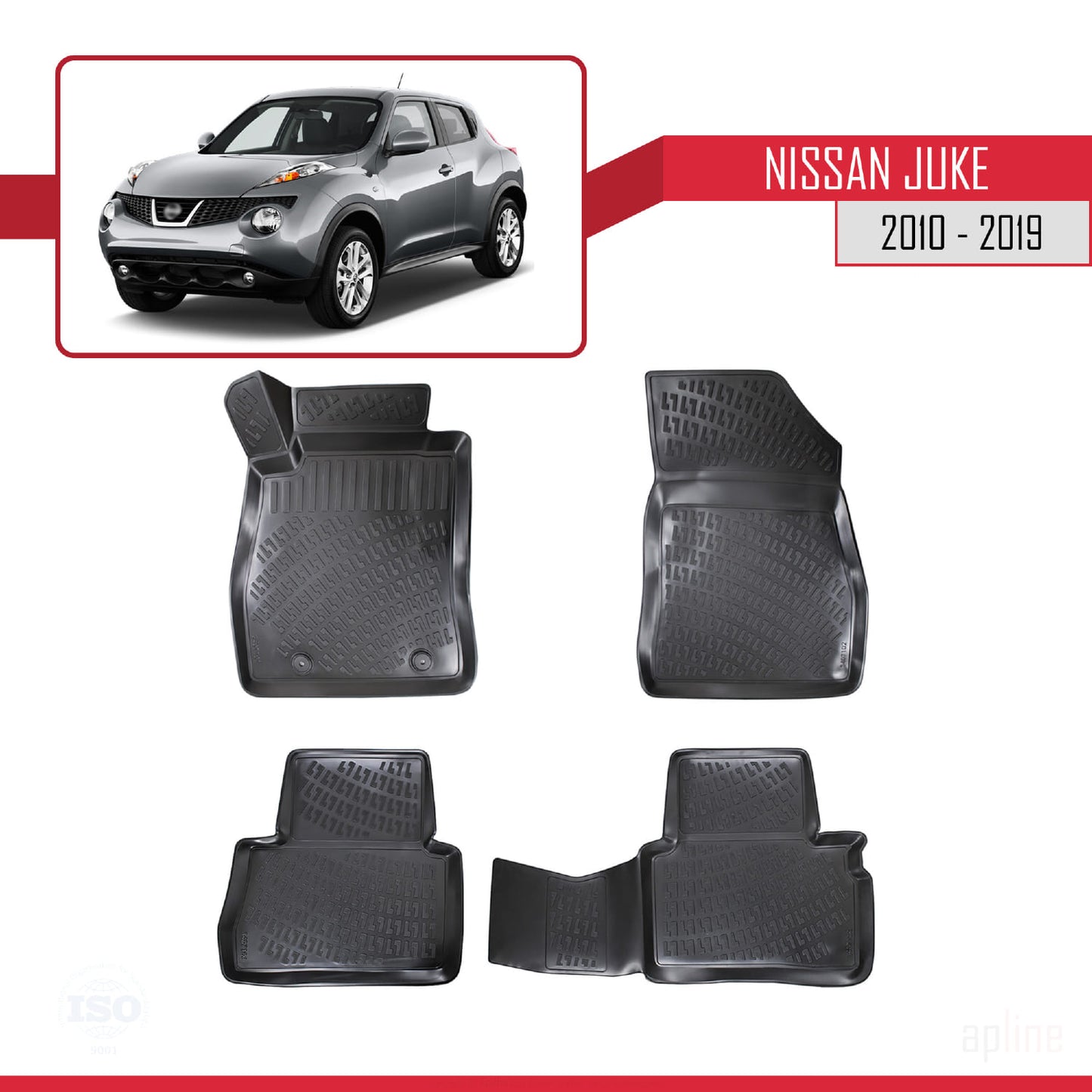 Compatible with Nissan Juke (F15) 2010-2019 4D Car mats Black