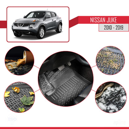 Compatible with Nissan Juke (F15) 2010-2019 4D Car mats Black
