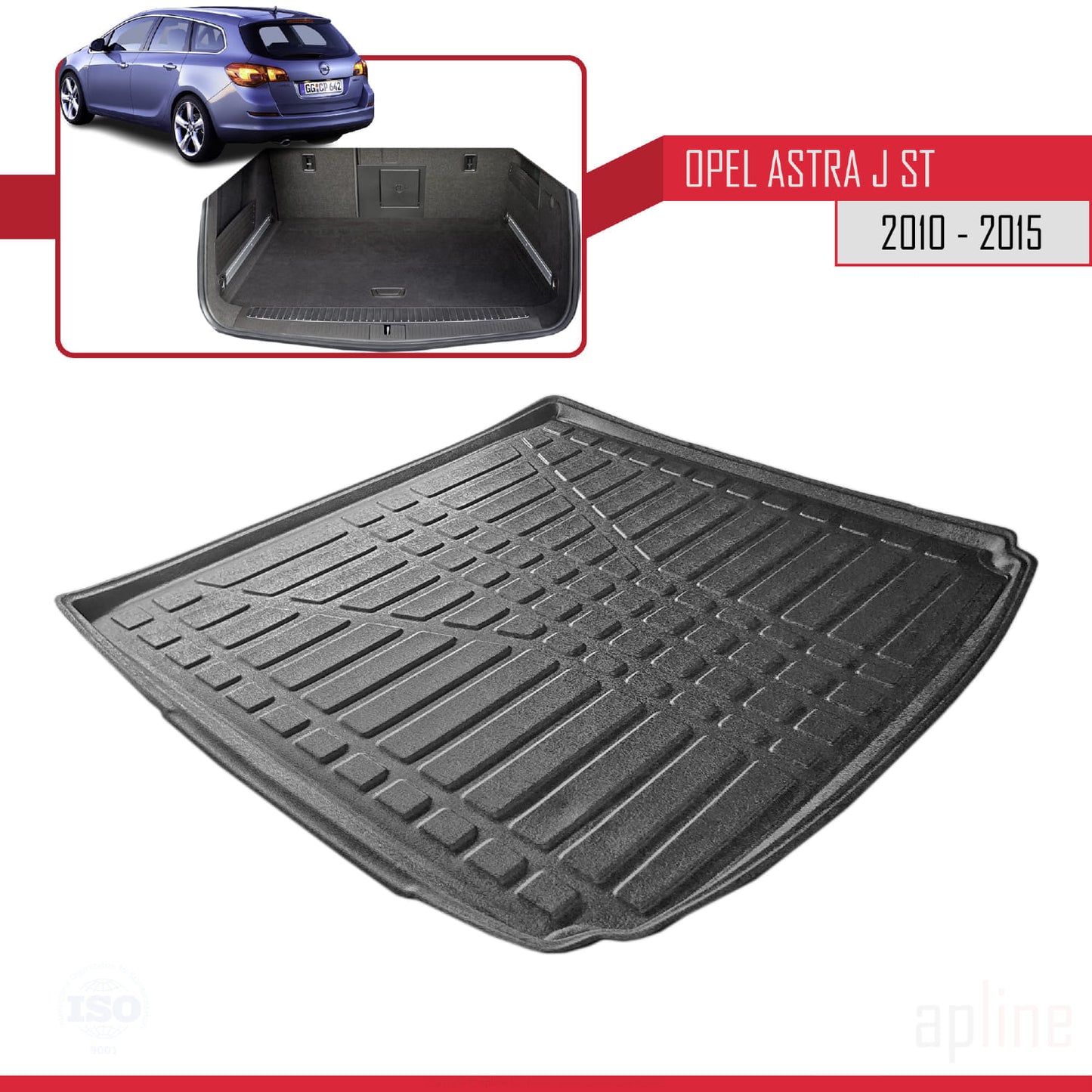 Tapis de Coffre pour Opel Astra (J) SPORTS TOURER 2011-2015 Flexible NOIR