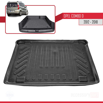 Compatible avec Opel Combo D 2012-2018 Flexible Tapis de Coffre Plancher de Chargement Noir