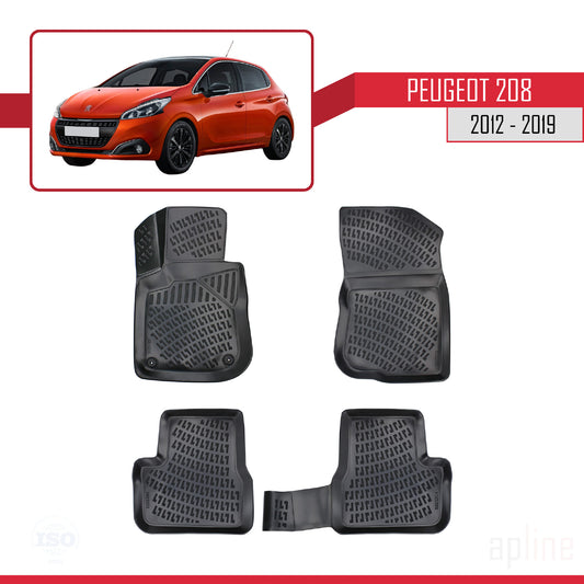 Compatible with Peugeot 208 (A9) 2012-2019 4D Car mats Black