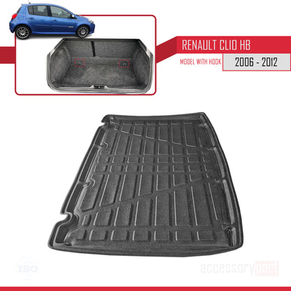 Tapis de Coffre pour Renault Clio 2 2006-2012 Flexible NOIR