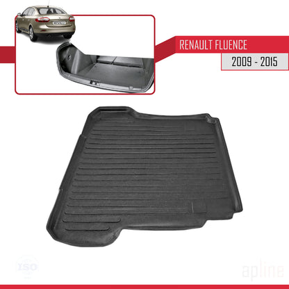 Compatible avec Renault Fluence 2009-2015 Flexible Tapis de Coffre Plancher de Chargement Noir