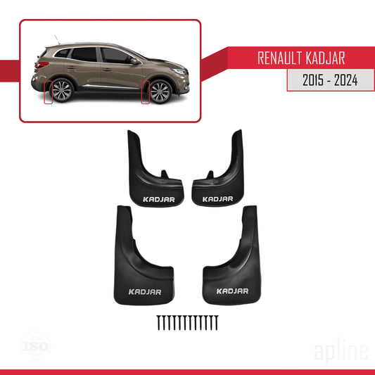 Compatible with Renault Kadjar 2015-2022 Mudguards Vehicle Front Rear Set 4 Pcs Black