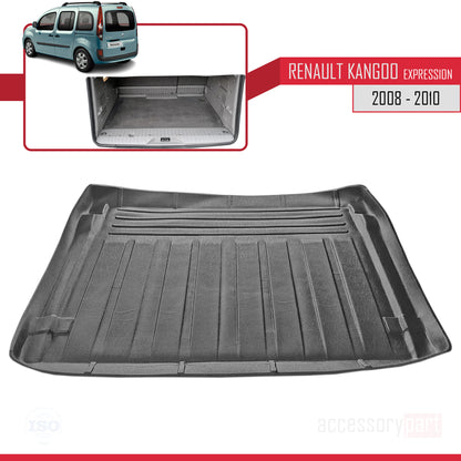 Compatible avec Renault Kangoo 2 (X61) Multix Authentique 2007-2011 Flexible Tapis de Coffre Plancher de Chargement Noir