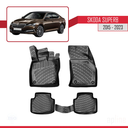 Compatible with Skoda Superb 3 (3V) Post-Facelift 2020-2023 4D Car mats Black