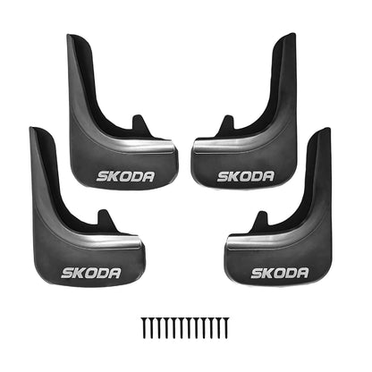 Compatible avec Skoda Jeu de Bavettes Garde-boue Avant et Arrière de Voiture 4 Pcs Noir