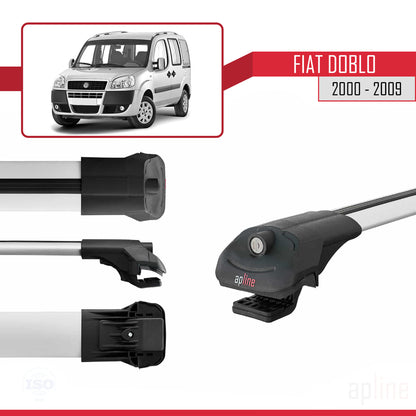 Compatible avec Fiat Doblo 2000-2009 V2 ACE-1 Barres de Toit Railing Porte-Bagages de Voiture Gris Aluminium 4 Barres