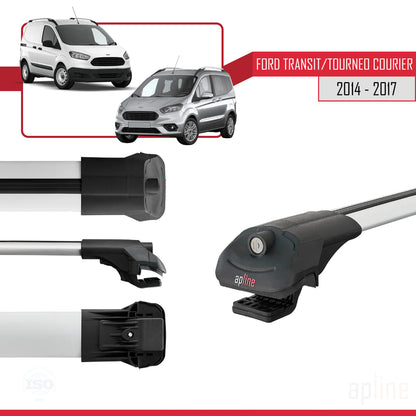 Compatible avec Ford Transit/Tourneo Courier Pre-Facelift 2014-2017 ACE-1 Barres de Toit Railing Porte-Bagages de Voiture Gris Aluminium 4 Barres