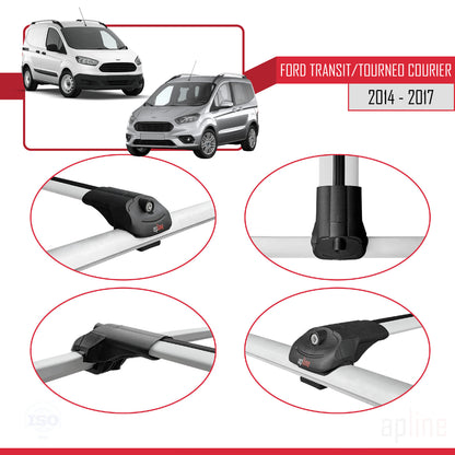 Compatible avec Ford Transit/Tourneo Courier Pre-Facelift 2014-2017 ACE-1 Barres de Toit Railing Porte-Bagages de Voiture Gris Aluminium 4 Barres