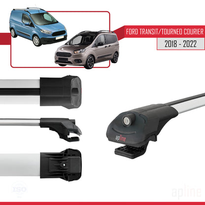 Compatible avec Ford Transit/Tourneo Courier Post-Facelift 2018-2022 ACE-1 Barres de Toit Railing Porte-Bagages de Voiture Gris Aluminium 3 Barres