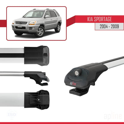 Compatible avec Kia Sportage 2 (JE) 2004-2009 ACE-1 Barres de Toit Railing Porte-Bagages de Voiture Gris Aluminium 2 Barres