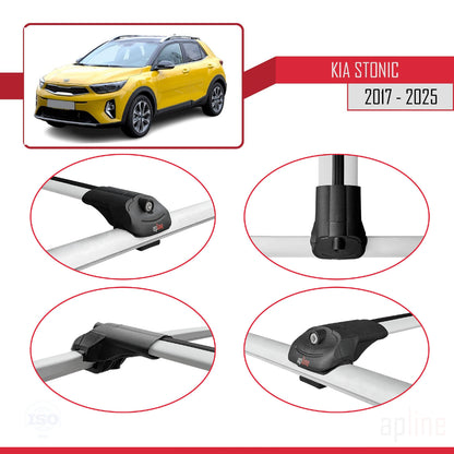 Compatible avec Kia Stonic 2017-2025 ACE-1 Barres de Toit Railing Porte-Bagages de Voiture Gris Aluminium 2 Barres
