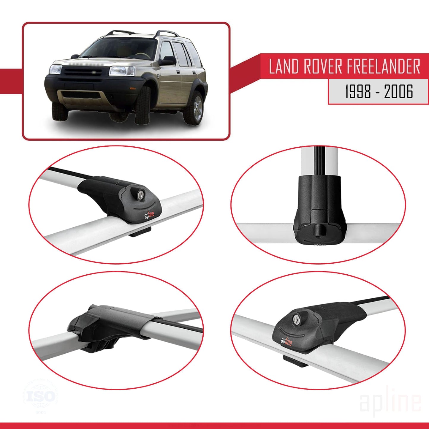 Compatible with Land Rover Freelander (L314) 1998-2006 ACE-1 Car Roof Rack Cross Bar Grey Aluminium 2 Bars