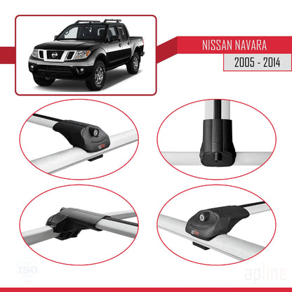 Compatible with Nissan Navara 3 (D40) 2005-2014 ACE-1 Car Roof Rack Cross Bar Grey Aluminium 3 Bars