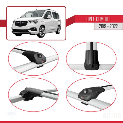 Compatible with Opel Combo E 2019-2022 ACE-1 Car Roof Rack Cross Bar Grey Aluminium 4 Bars